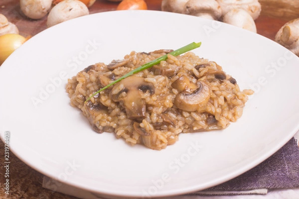 Fototapeta Mushroom Champignon Risotto