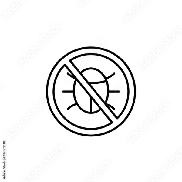 Fototapeta antivirus bug symbol line black icon on white background