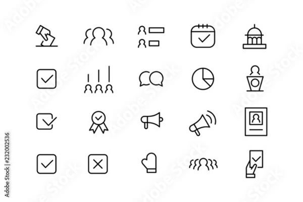 Fototapeta election line icons. vector linear icon set.