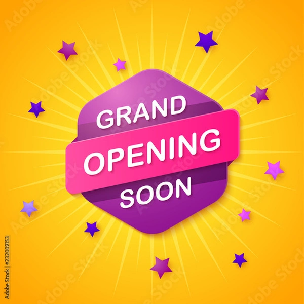 Fototapeta Opening soon background composition with flat design