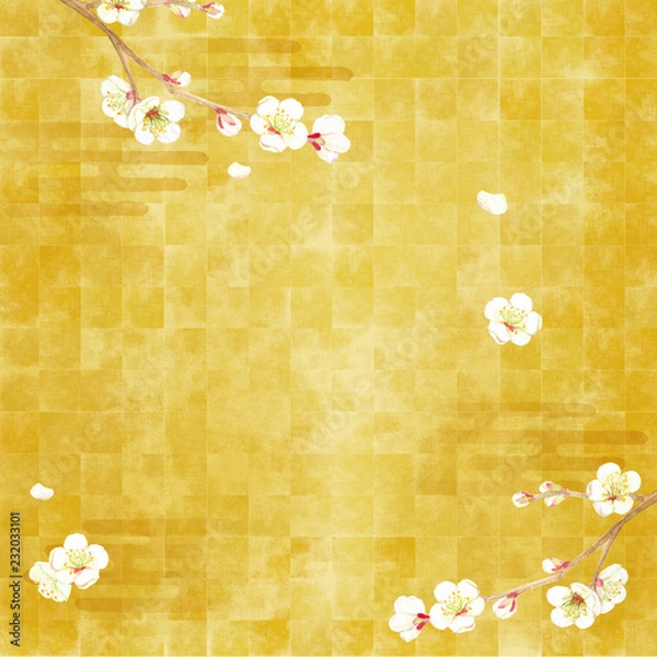 Obraz 梅　水彩　背景イラスト