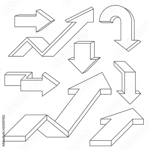 Fototapeta Arrows. Outline icons set