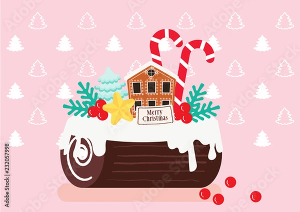 Obraz christmas log cake celebration background vector