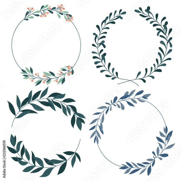 Fototapeta botanic card with wildflowers. Floral wreaths vector decorative greeting card or invitation design.