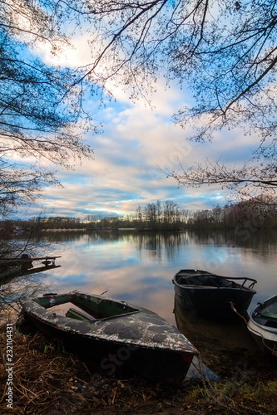 Obraz Boot und See im Winter