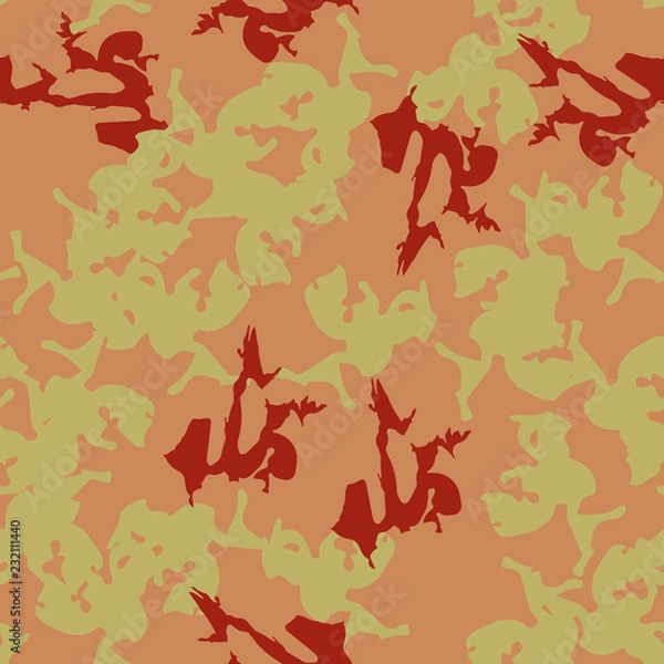 Fototapeta Imitation of camouflage - seamless pattern in different shades of red, green and pink colors