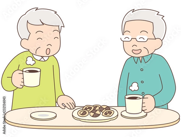 Obraz コーヒー_シニア男性_友達