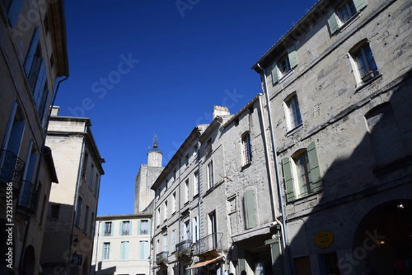 Fototapeta Houses and architecture in the medieval village of Uzes in the Gard region of Provence, France