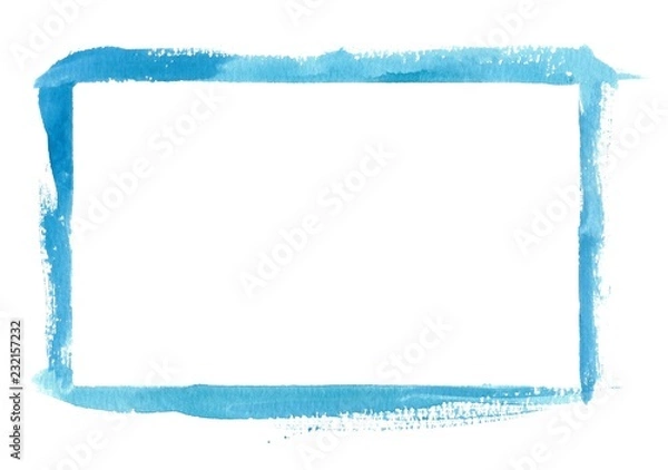 Fototapeta Blue Watercolor Frame Border