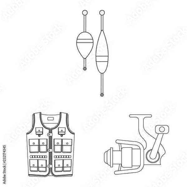 Fototapeta Vector design of fish and fishing icon. Collection of fish and equipment stock vector illustration.