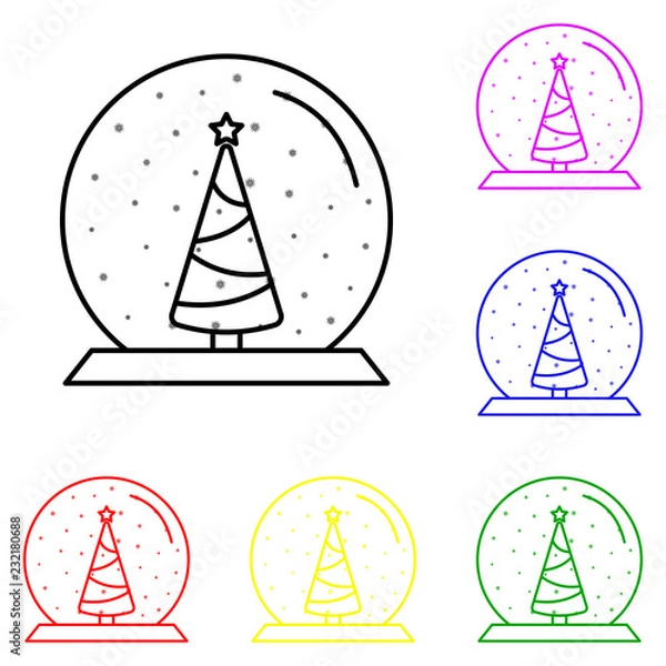 Fototapeta Snow globe ball new year chrismas line icon. Elements of Christmas and New Year in multi colored icons. Simple icon for websites, web design, mobile app, info graphics