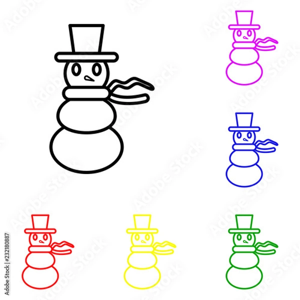 Fototapeta Snowman line icon. Elements of Christmas and New Year in multi colored icons. Simple icon for websites, web design, mobile app, info graphics