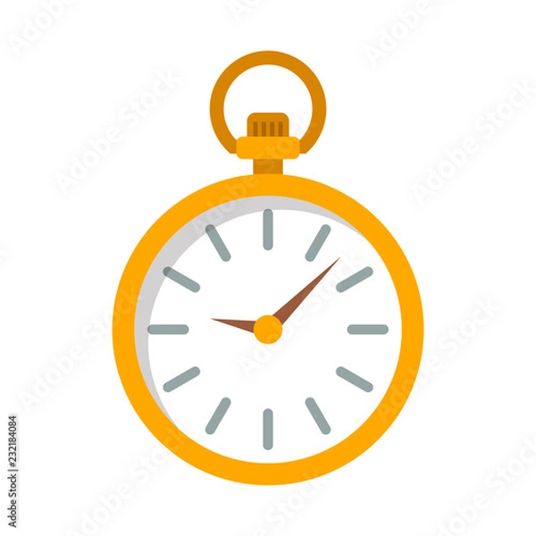 Fototapeta pocket watch flat icon on isolated white transparent background.	