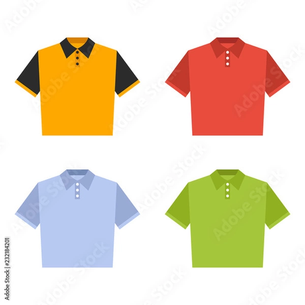 Obraz polo shirt set flat icon on isolated white transparent background.	