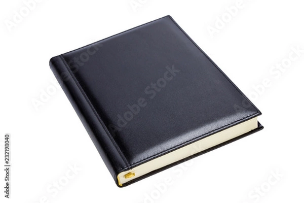 Fototapeta Black luxury notebook isolated on white without shadow
