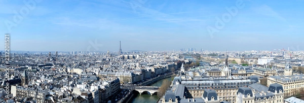 Obraz View over Paris towards Eiffel Tower from Notre Dame