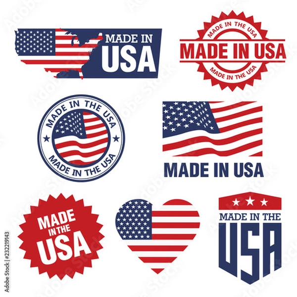 Fototapeta Vector set of made in the USA labels