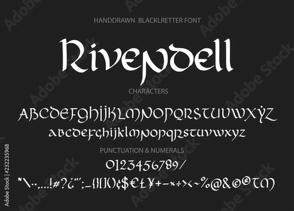Fototapeta Decorative vintage magic styled letters. Vector script.