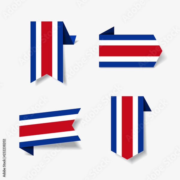 Fototapeta Costa Rican flag stickers and labels. Vector illustration.