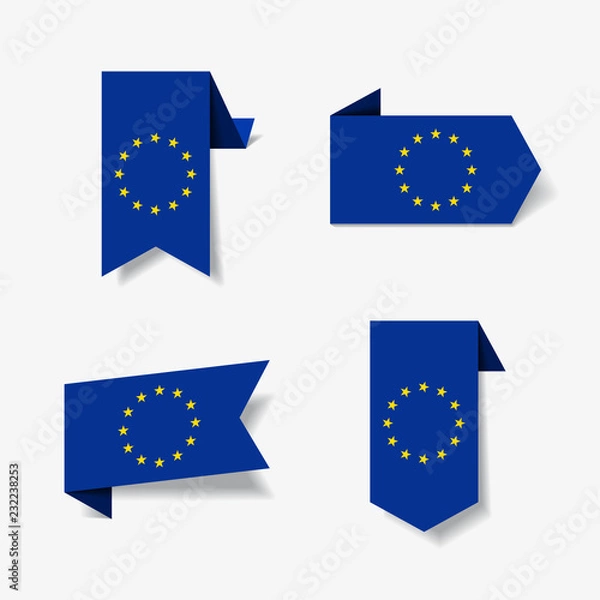 Fototapeta European Union flag stickers and labels. Vector illustration.