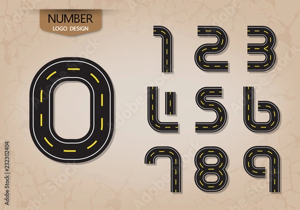 Fototapeta abstract number set of logo style road nature vector