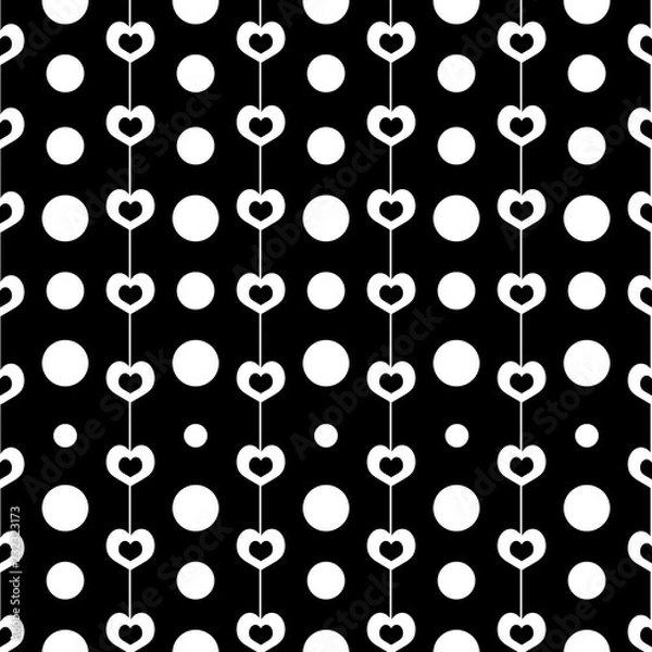 Fototapeta Geometric seamless pattern. Circles and hearts