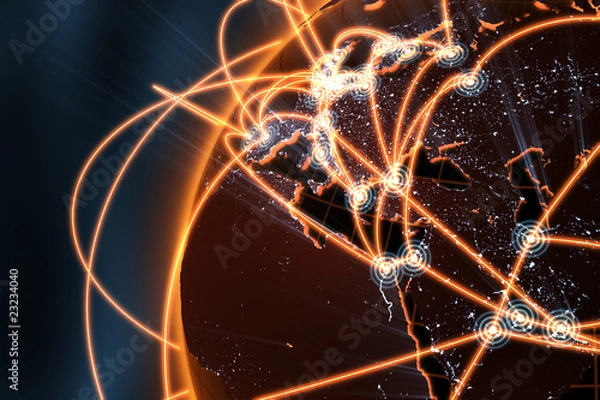 Fototapeta global network concept - orange europe version