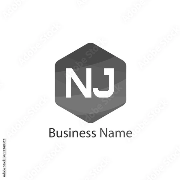 Fototapeta Initial Letter NJ Logo Template Design