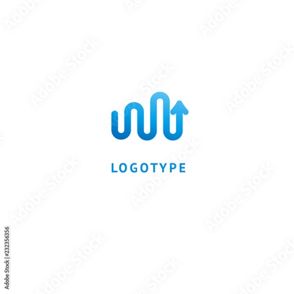 Fototapeta Arrow icon. Vector flat style illustration Abstract business logo template. Logo concept of Progress development, application, Business strategy, Geometric design element, delivery company.