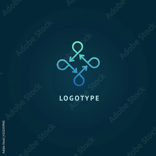 Fototapeta Arrow icon. Vector flat style illustration Abstract business logo template. Logo concept of Progress development, application, Business strategy, Geometric design element, delivery company.