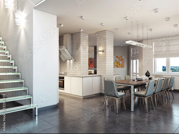 Fototapeta Modern interior 3d rendering