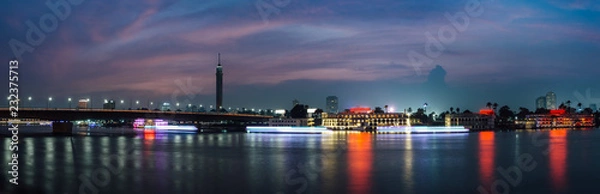 Obraz Cairo night panoramic and light trails.
