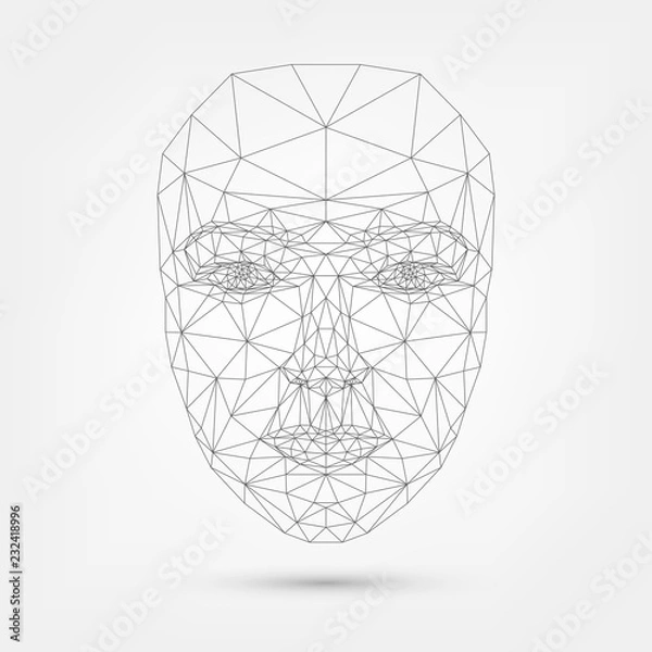Obraz Human face, polygonal mesh, technology
