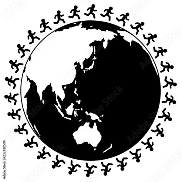 Fototapeta 地球を走る人