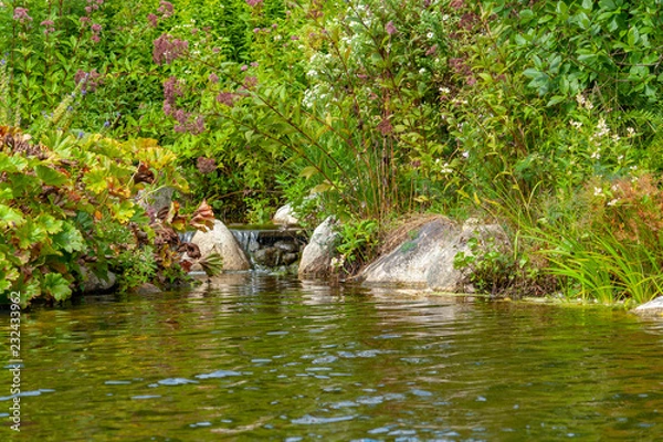 Fototapeta small lake with waterfall