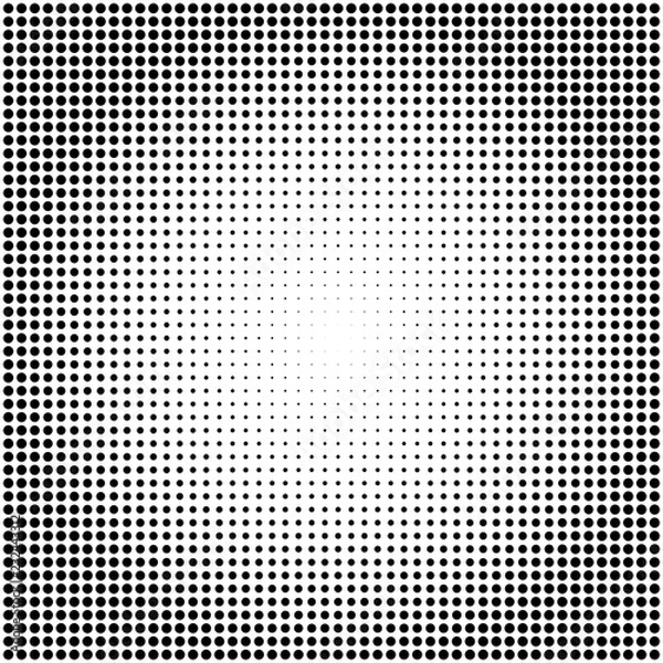 Obraz Abstract vector black and white dotted halftone background. Dot radial pattern