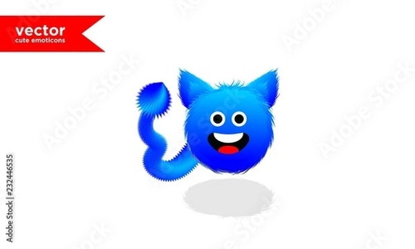 Fototapeta vector cute blue emoticon10