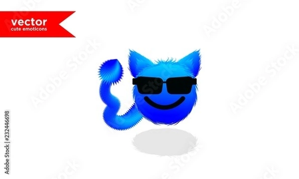 Fototapeta vector cute blue emoticon10