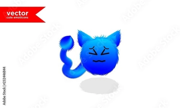 Fototapeta vector cute blue emoticon10