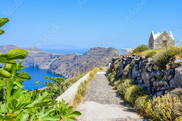 Obraz Landscape on the popular Fira to Oia hiking route, Santorini Island, Greece 