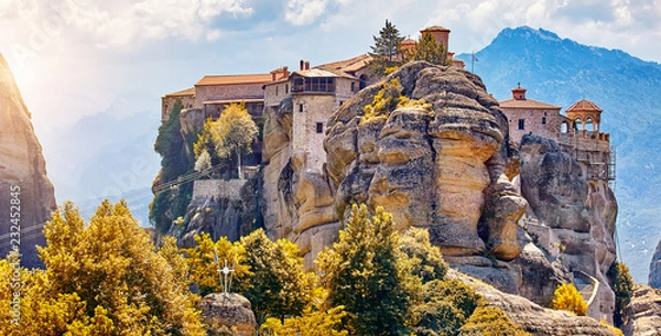 Obraz Great Monastery of Varlaam on the high rock in Meteora, Meteora monasteries, Greece Kalambaka. UNESCO World Heritage