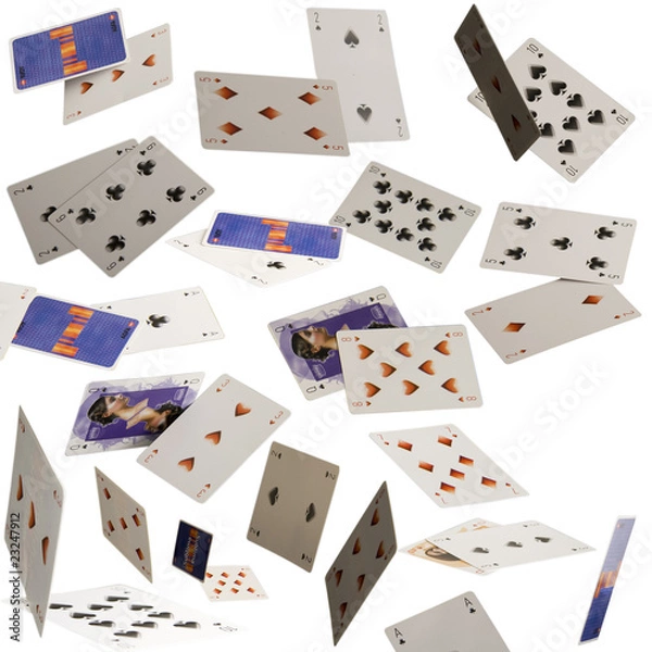 Obraz flying cards on a white background