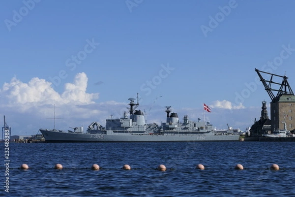 Fototapeta COPENHAGEN, DENMARK - AUGUST 26, 2018: View to the HDMS Peder Skram (F352) Ship