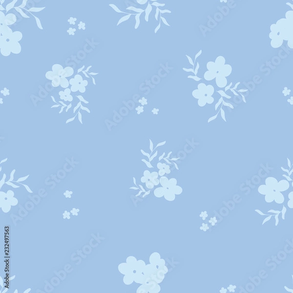 Obraz Blue Vintage Flowers Vector Repeat Pattern