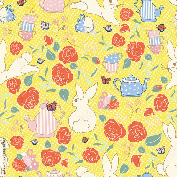 Obraz Vector Bunny Tea Party Repeat Pattern