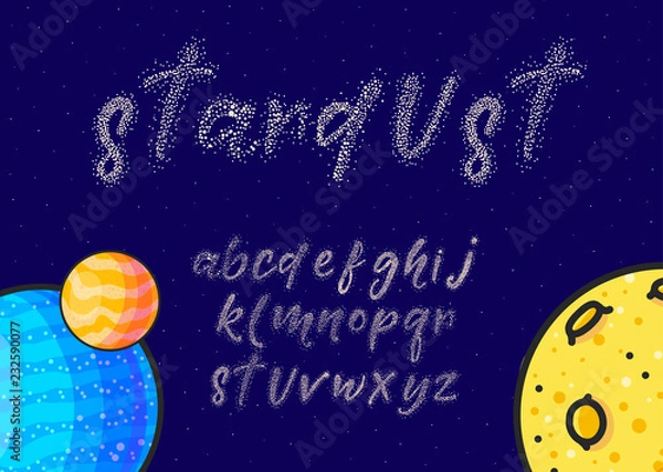 Fototapeta Glittering stars hand drawn color alphabet vector set