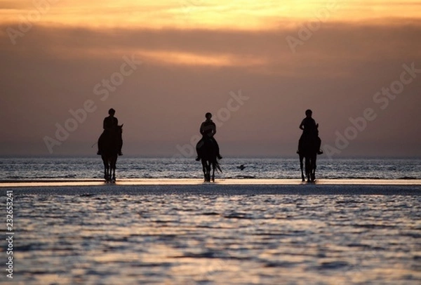 Obraz Nordseeküste bei Sonnenuntergang in Sankt Peter Ording im Herbst 2018