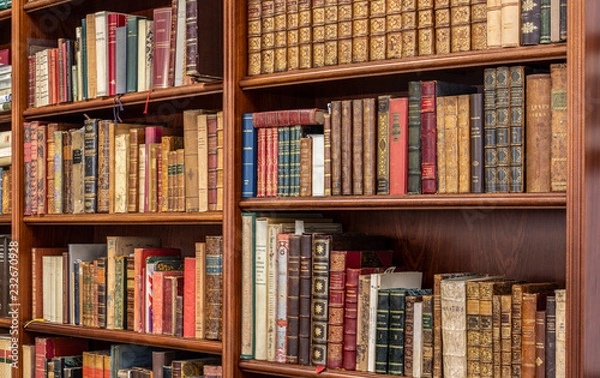 Fototapeta Vecchi libri sui ripiani di uno scaffale