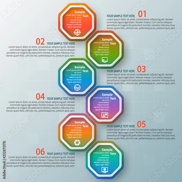 Fototapeta Abstract 3D Paper Infographics. Business template .Vector illustration