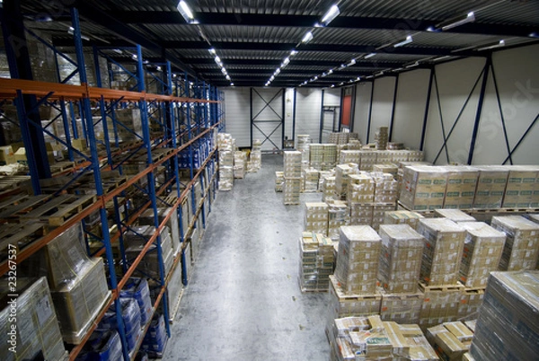 Fototapeta Cargo warehouse logistics overview